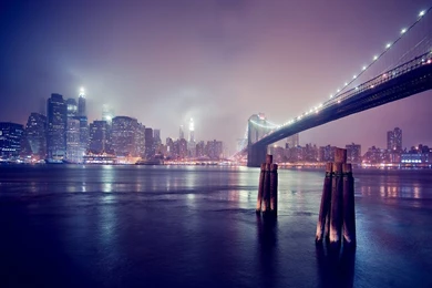 New York City, Bridge, Beautiful, Fog, Dim, Skyscaper, Wallpapers