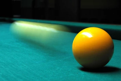 Yellow Billiard Ball Macro On Table Wallpapers