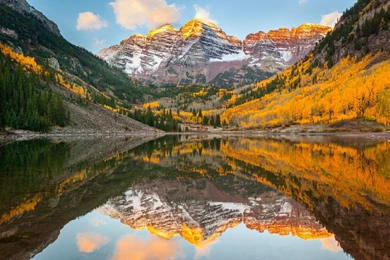United States State Colorado Autumn Rocky Mountains Maroon Bells ...