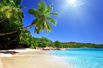 Tropical Blue Sea Clear Sky White Sand Beach View Theme HD 1080p ...