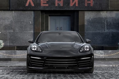 Dark Green Mansory Porsche Panamera Front Angle View Desktop ...