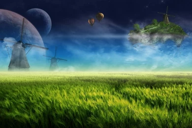 1024x768 Floating Island Blue Desktop PC And Mac Wallpapers