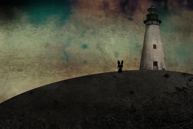 Download Wallpapers 1680x1050 Lighthouse, Mouse, Drawing, Evening ...