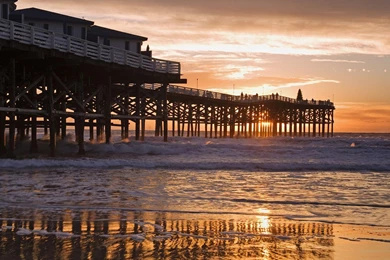 Wonderful San Diego Beach Pier At Sunset (