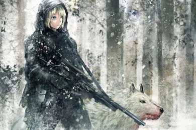 Download Mobile Wallpaper: Anime, Winter, Snow, Weapon, Free. 24906.