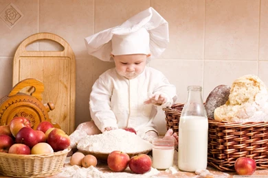 Baby Milk Food Kids Bread Cooking Chief Apples Cooks Wallpapers ...