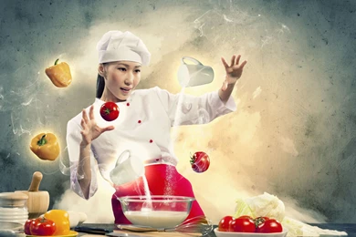 2560x1600 Cooking, Vegetables, Creative, Chef, Girl, Pepper ...