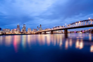 Bridges: Beautiful City Bridge Evening River Lights Cities ...