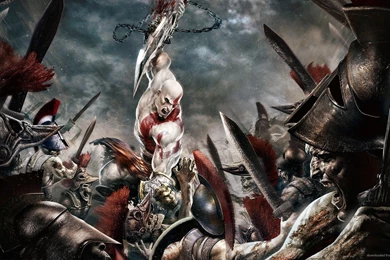 Download 1920x1080 Kratos Epic Battle Wallpapers