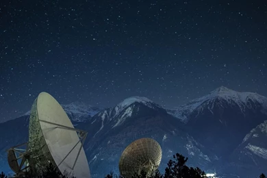 Satellite Dishes Under A Beautiful Starry Night Wallpapers