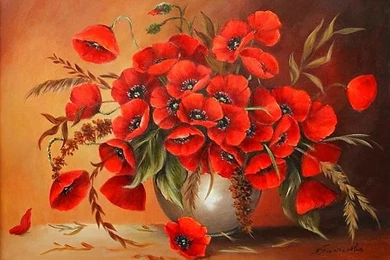 BOUQUET OF POPPIES WALLPAPER   (