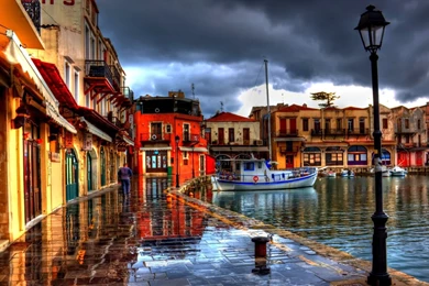 Download Wallpapers 1920x1080 Rethymno, Greece, Night, Beach, Cafes ...