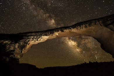 Milky Way Galaxy Stars Arch Night Rock Stone Sky Space Wallpapers ...