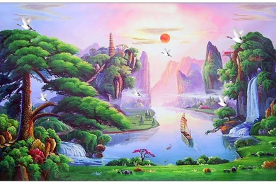 Aliexpress.com : Buy 3d Wall Murals Wallpaper, Chinese Landscape ...