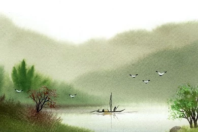 Peaceful Rural Scene   Landscapes Painting Wallpapers 3   Wallcoo.net