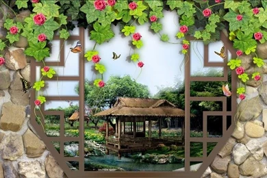 Free Shipping Modern Wall 3d Murals Wallpapers , HD Chinese Garden ...