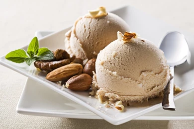 Hazelnut Ice Cream Nature Food Almond Spoons Sweet Bowl Brown ...