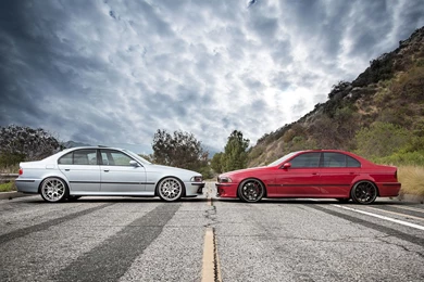 BMW M5 E39 Red And Blue Car Wallpapers