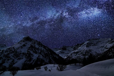 Wallpapers Nature Lighting Mountain Snow Winter Night Sky Star ...