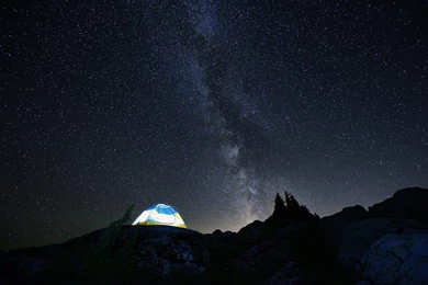 Milky Way Night Star Sky Mountain Tent HD Wallpapers