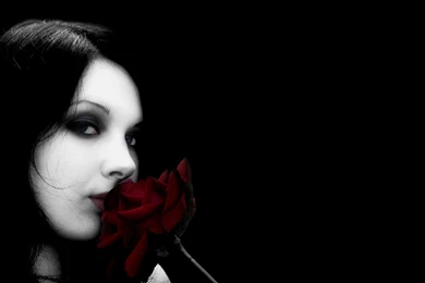 Goth Girl With A Red Rose Wallpapers   Digital Art Wallpapers