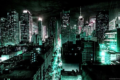 Download 1366x768 Cyan City Landscape Wallpapers