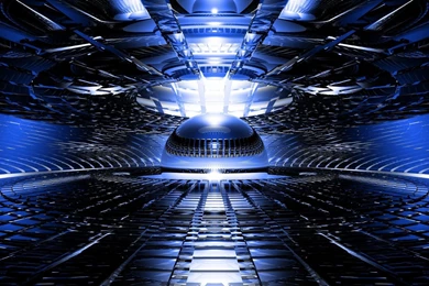 Abstract 3d Cg Digital Art Chrome Shine Bright Blue Light ...