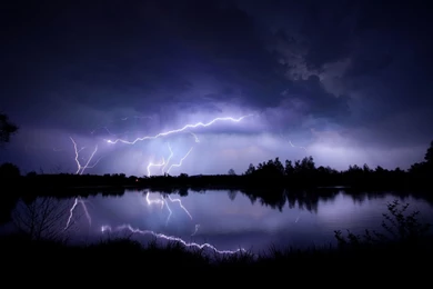 Landscapes Nature Trees Forest Lakes Reflection Lightning Rain ...