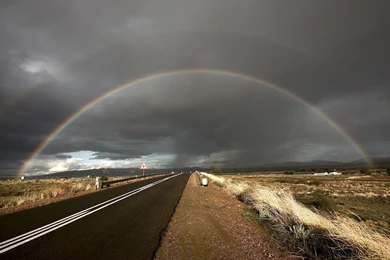 Rainbow Rain Storm Clouds Sky Landscapes Wallpapers
