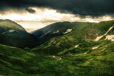 Nature Landscapes Mountains Trees Forest Green Sky Clouds Rain ...