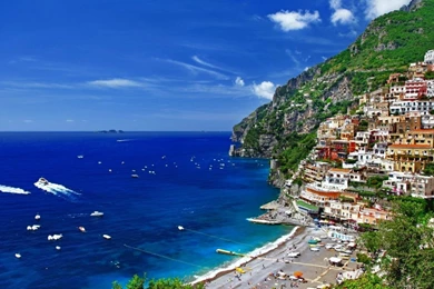 HD Backgrounds Italy Positano Sorrento Salerno Coast Hill Houses ...