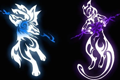 Download Pokemon Tribal Mewtwo Lucario Wallpapers 1366x768