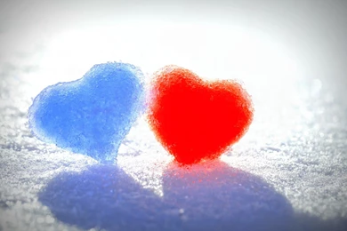 Download HD Blue And Red Heart In Snow Wallpapers
