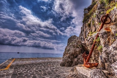 A Large Anchor Down On The Dock In Positano