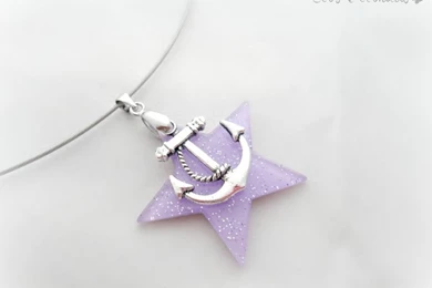 Anchor And Star Purple Glitter Nautical Necklace · Celdeconail ...