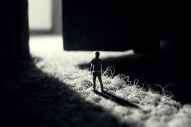 Little Man Door Ajar Black White Tablet Phone Wallpaper Backgrounds ...