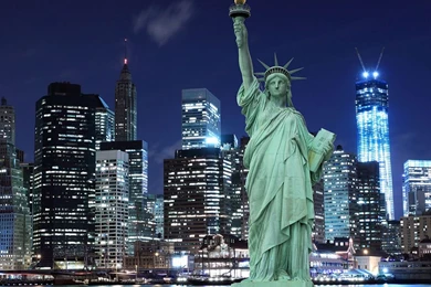 New York Statue Of Liberty At Night   Wallpaper.