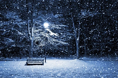 Wallpapers Night, Snow, New Year, Bench, Christmas, Streetlight ...