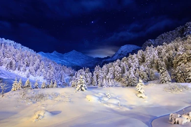 Gallery For   Snowy Winter Night Wallpapers
