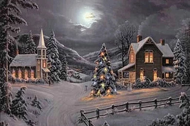 Winter Snow Night Houses Fantasy (id: 93062) – BUZZERG