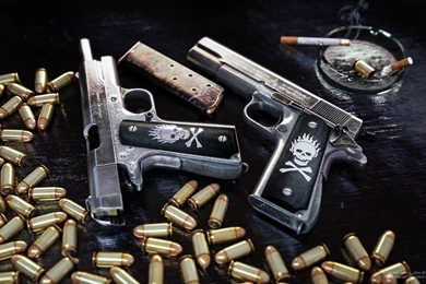 1911 Pistol Ammunition Clip Colt Ammo Weapon Gun Skull Wallpapers ...