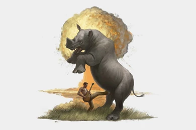 Guitar Player Kicking A Rhino In The Nuts (1920x1080) : Wallpapers