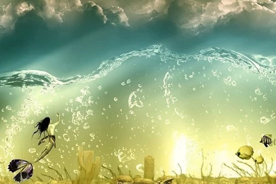 Mermaid Swimming To The Surface Of The Sea Wallpapers Free Desktop ...