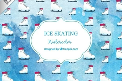 Watercolor Ice Skating Backgrounds Vector