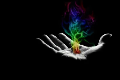 Multicolor Palm Fire Hands Black Backgrounds Wallpapers
