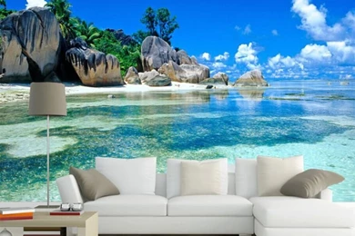 Enorme 3D panorámica exoitic tropical Barco Ventana de Vista Pegatinas De Pared Mural 166