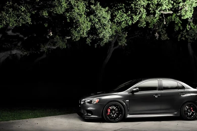 Black Mitsubishi Lancer Evo X In The Night Wallpapers And Images ...