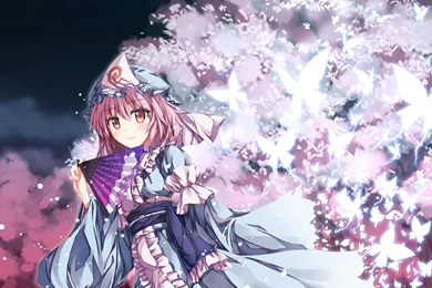 Butterfly Dress Fan Petals Saigyouji Yuyuko Shake Touhou Wallpapers ...