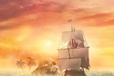 Pirate Ship Wallpaper, Art: Pirate Ship, Sea, Ocean, Sunset, Skull ...