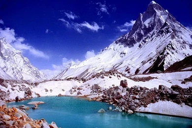 Lake Winter Blue Sky Cold Nature Day Beautiful Snow Snowy Mountain ...